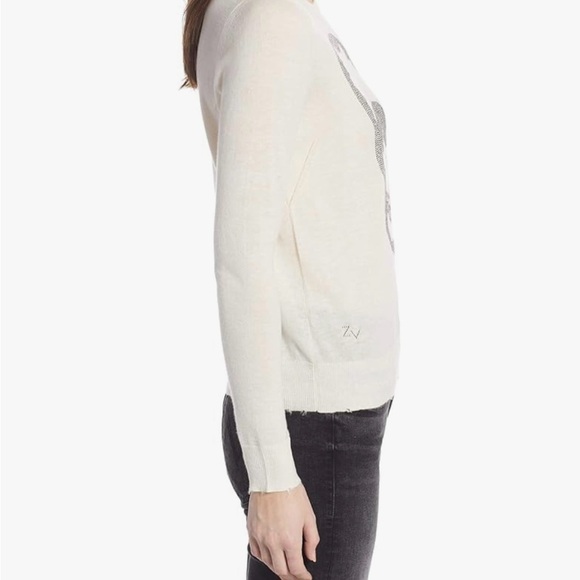 Zadig & Voltaire Women’s Distressed Miss Camo Skull Strass Sweater Size Medium - Picture 6 of 15